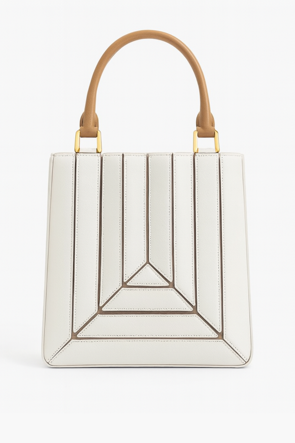 Geometric Pleated Mini Tote Bag - Convertible Crossbody Handbag
