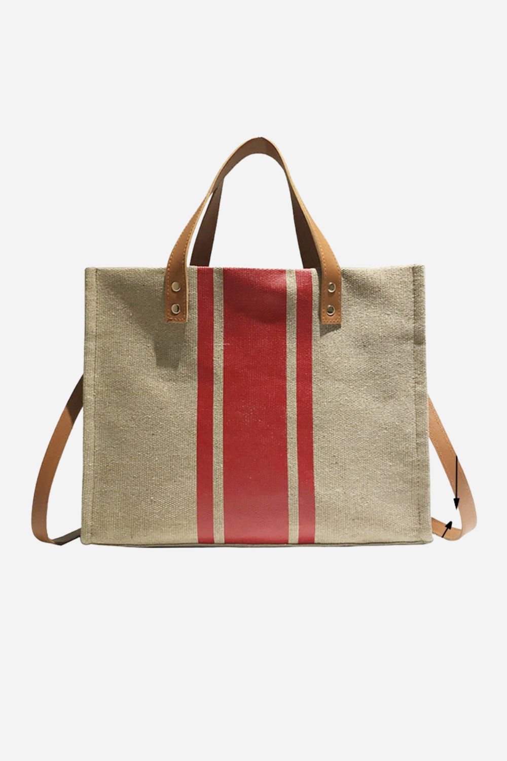 Premium Canvas Striped Tote Bag - Magnetic Closure, Metal Feet, Convertible Shoulder Bag