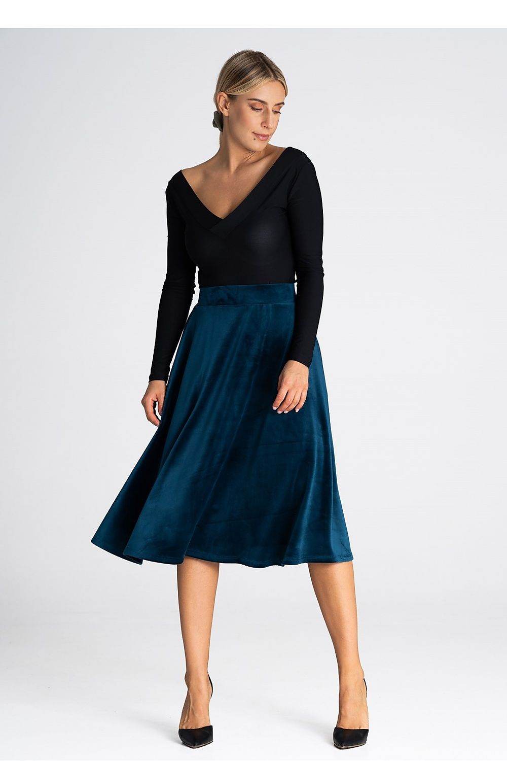 Elegant Midi Skirt with Elastic Waistband - INDIEZ COUTURE
