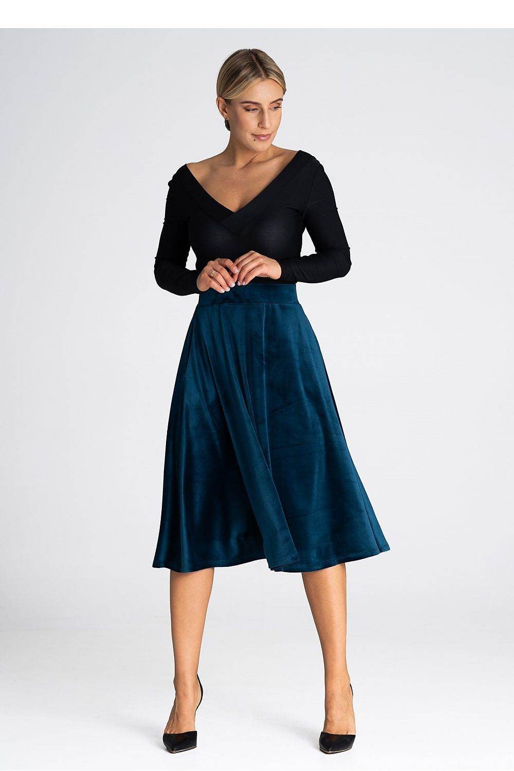 Elegant Midi Skirt with Elastic Waistband - INDIEZ COUTURE