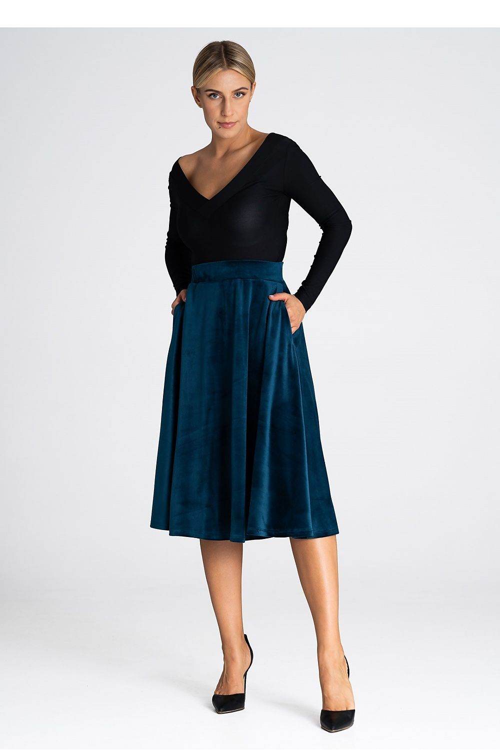 Elegant Midi Skirt with Elastic Waistband - INDIEZ COUTURE