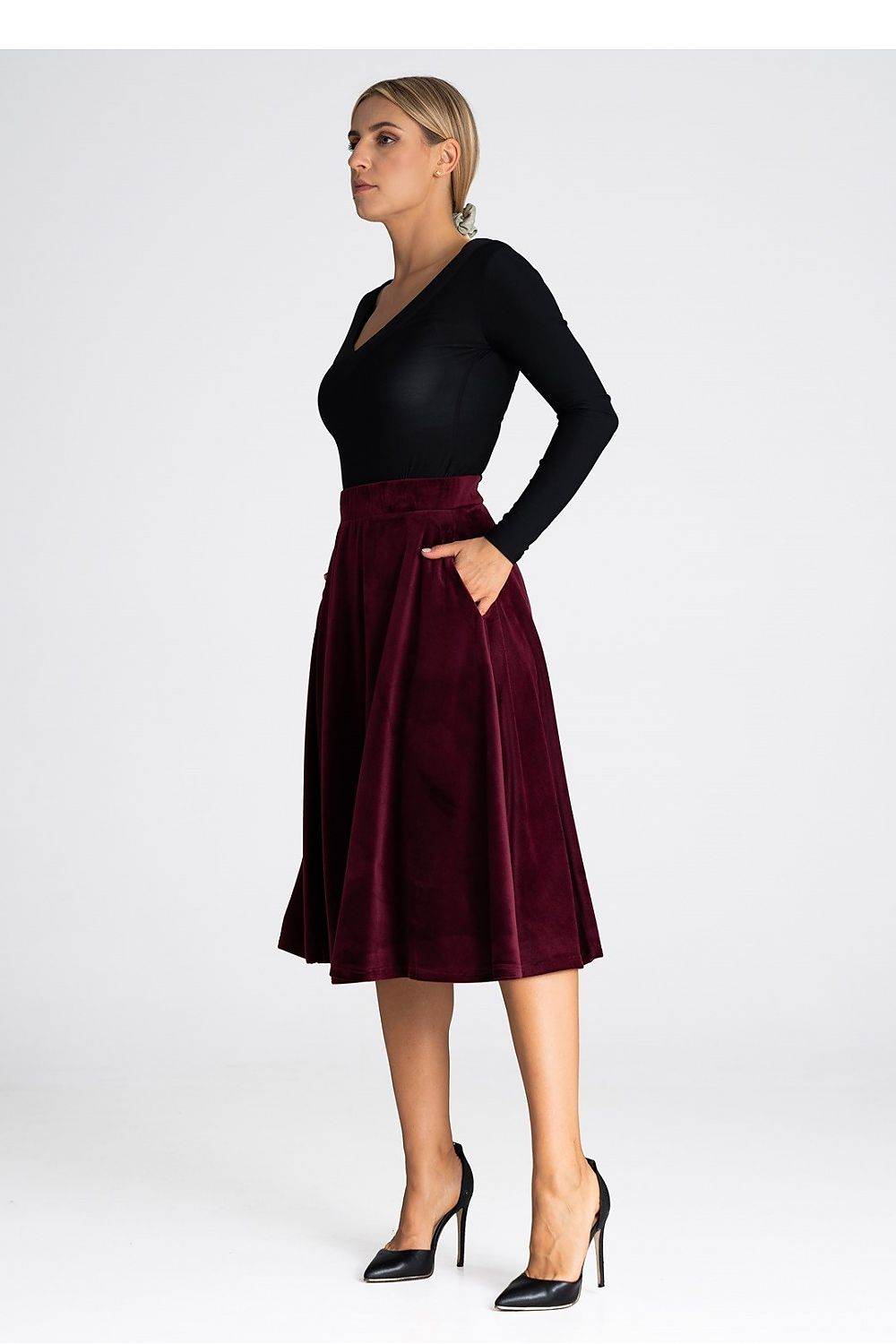 Elegant Midi Skirt with Elastic Waistband - INDIEZ COUTURE