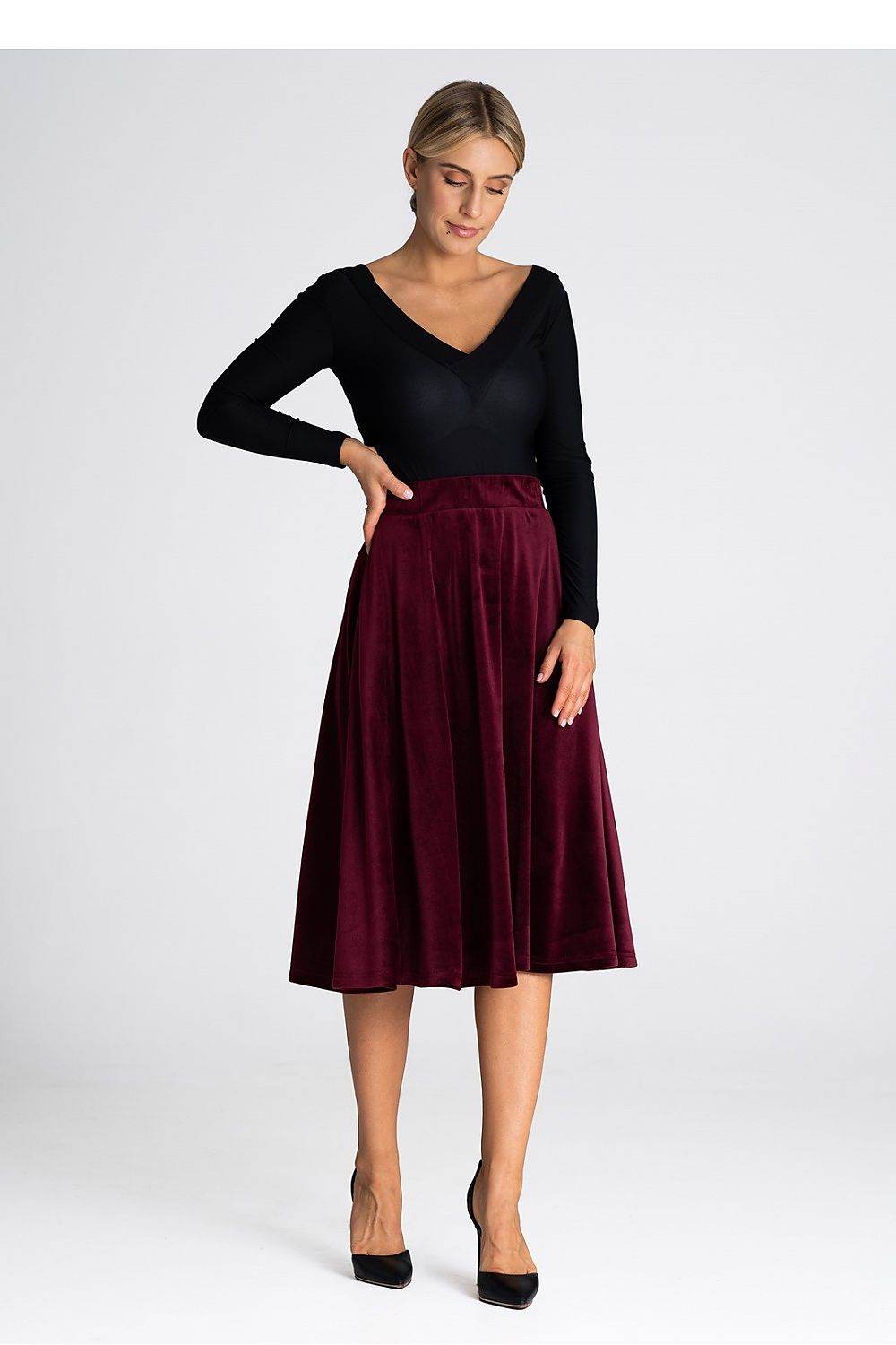 Elegant Midi Skirt with Elastic Waistband - INDIEZ COUTURE
