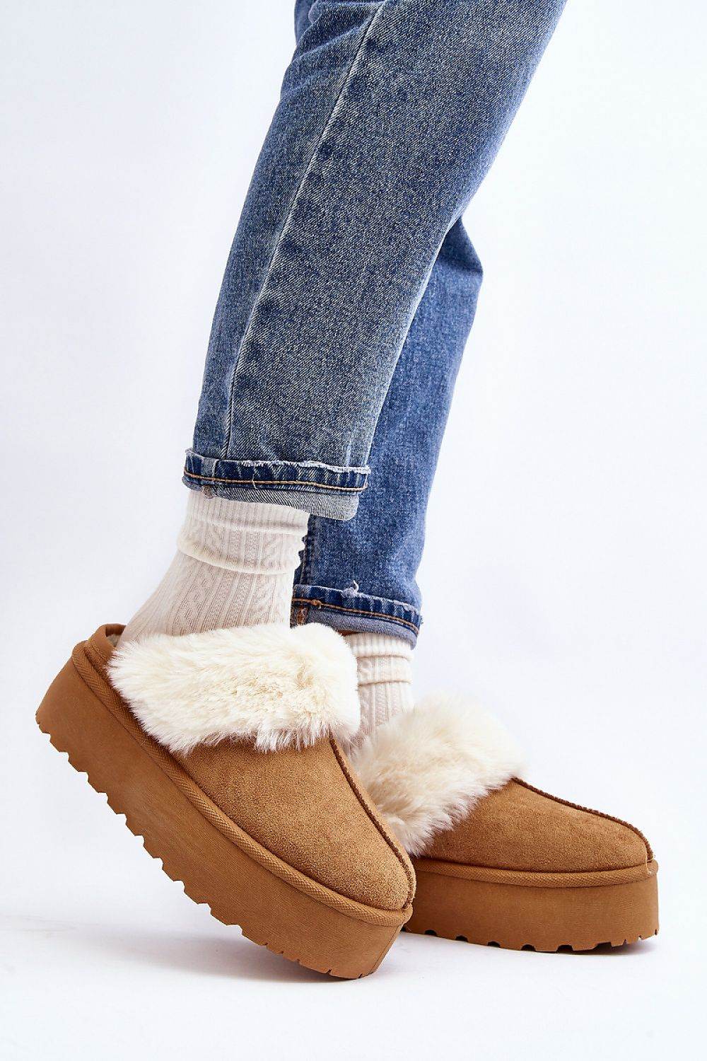 Women's Eco-Suede Slippers with Fur Lining - INDIEZ COUTURE