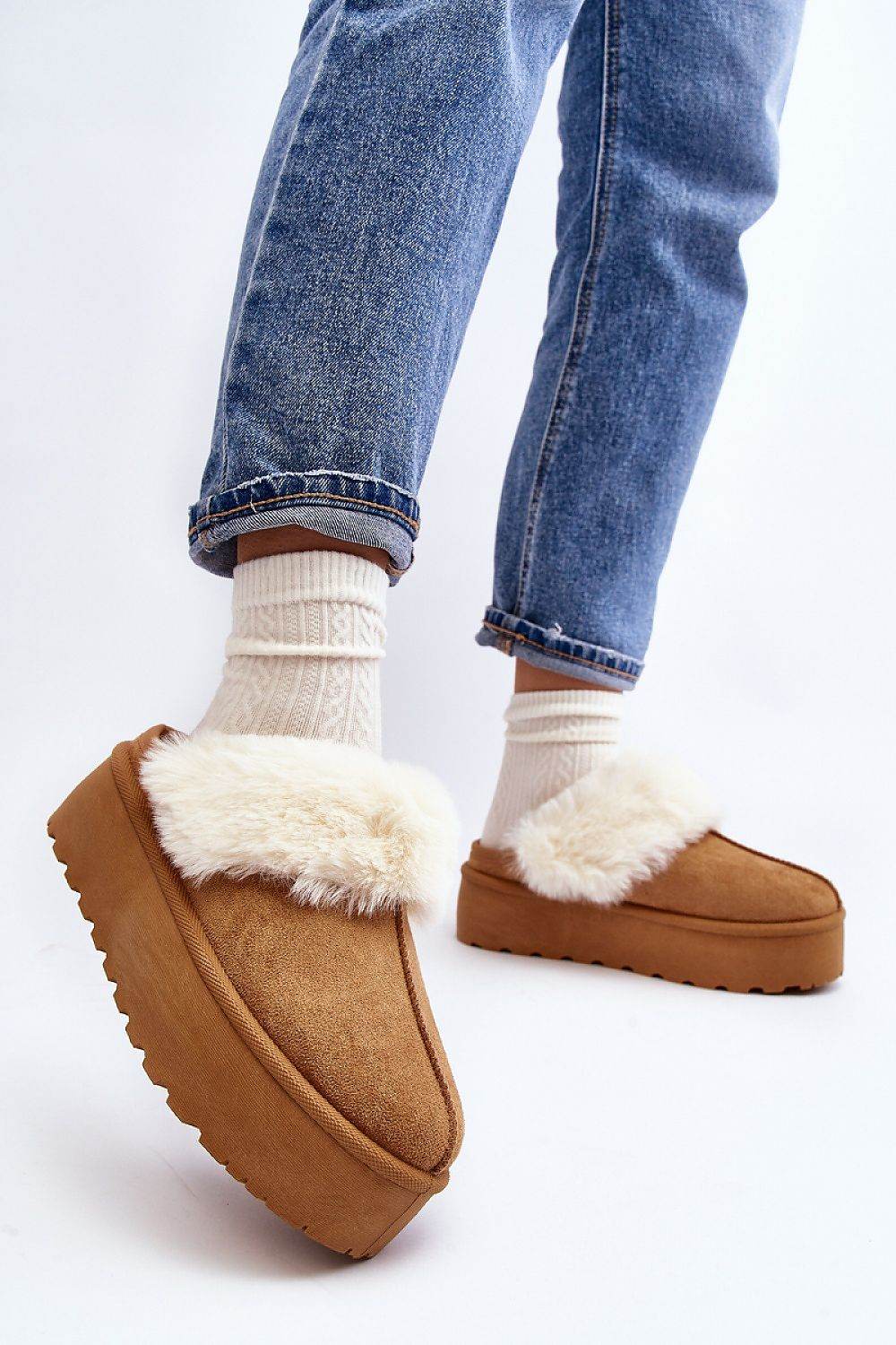 Women's Eco-Suede Slippers with Fur Lining - INDIEZ COUTURE