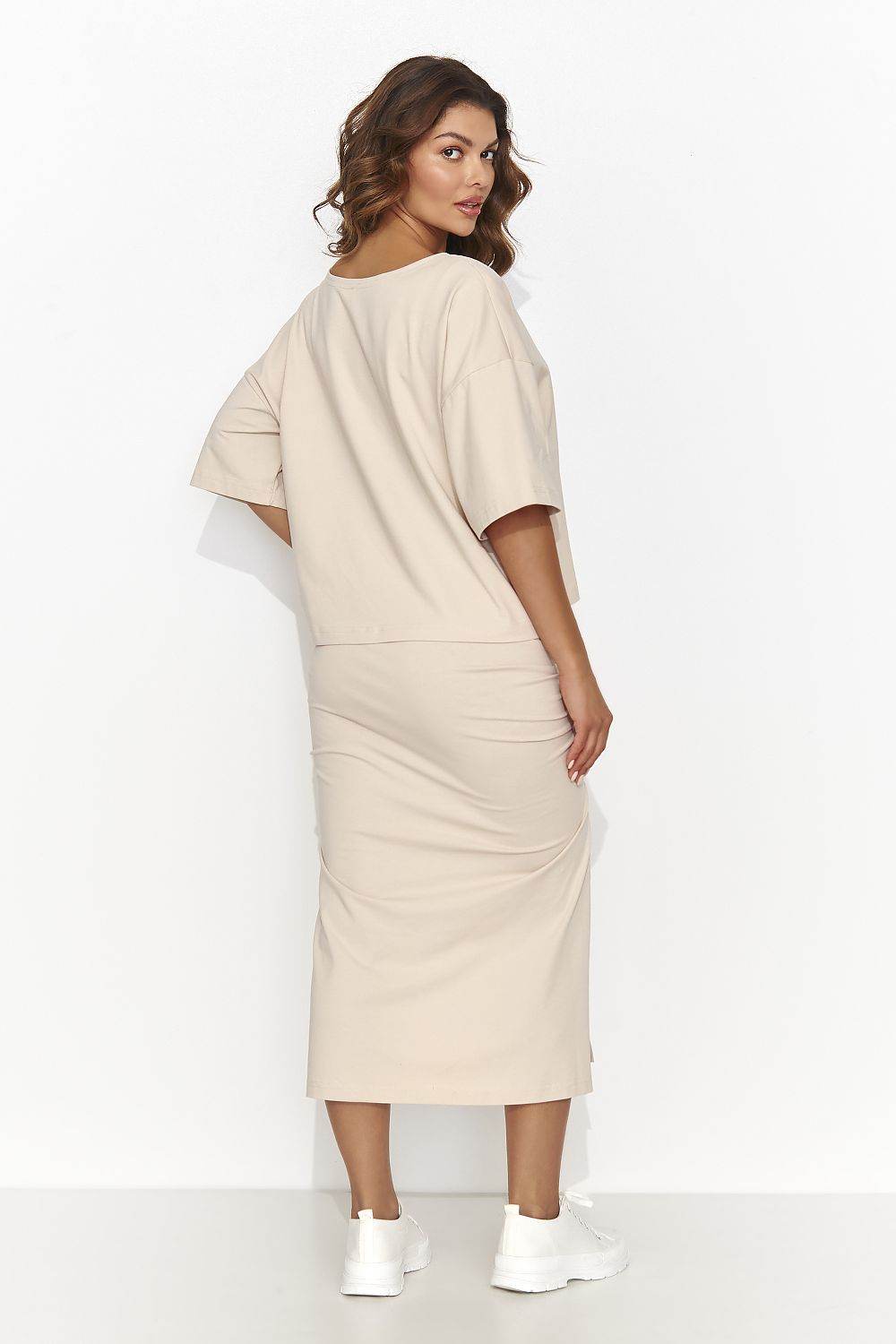 Feminine Knit Set with Loose T-Shirt and Fitted Skirt - INDIEZ COUTURE