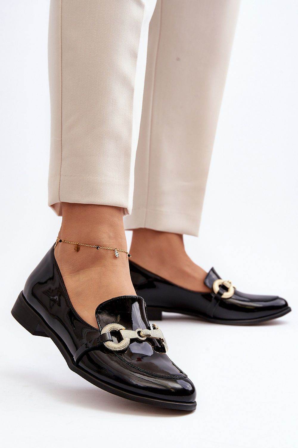 Elegant Women's Leather Moccasins with Gold Detailing - INDIEZ COUTURE