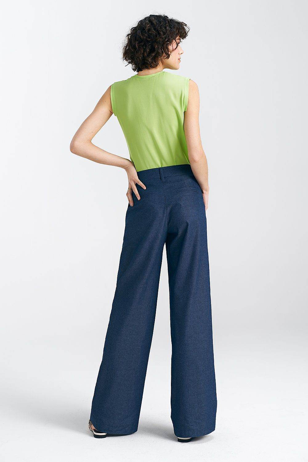 Wide Leg Trousers with Raised Waist for Enhanced Silhouette - INDIEZ COUTURE
