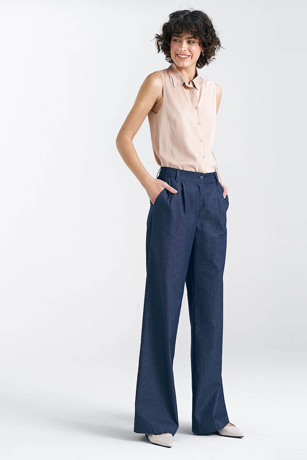 Wide Leg Trousers with Raised Waist for Enhanced Silhouette - INDIEZ COUTURE