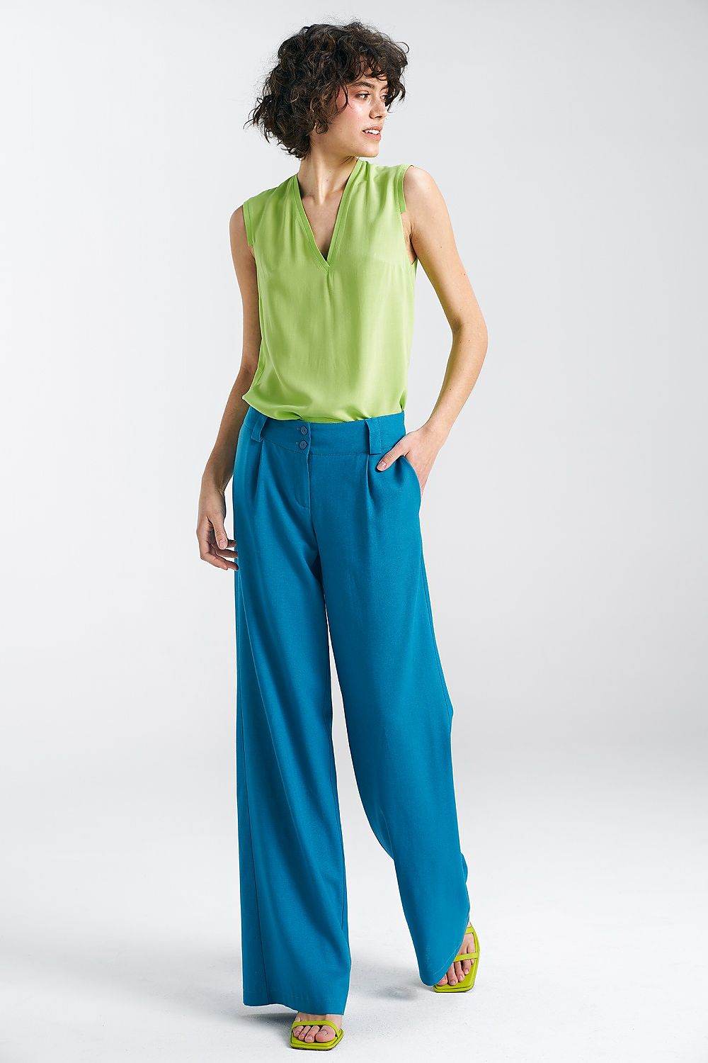 Relaxed Fit Women's Trousers in Lightweight Viscose Linen Cotton Blend - INDIEZ COUTURE