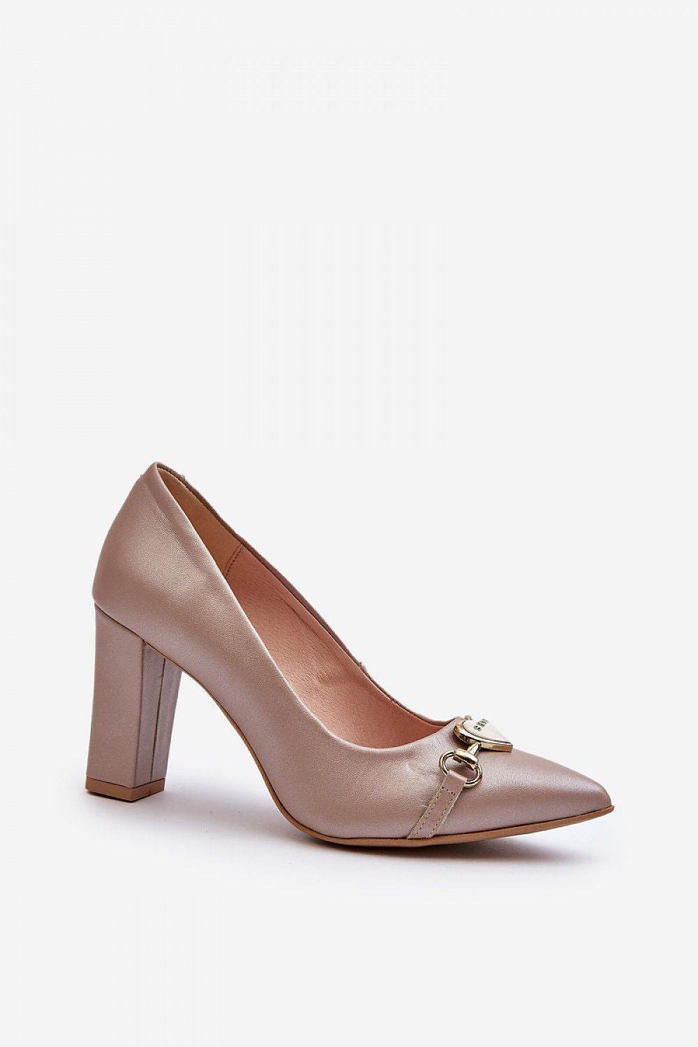 Elegant Suede Block Heel Pumps with Heart Accent - INDIEZ COUTURE