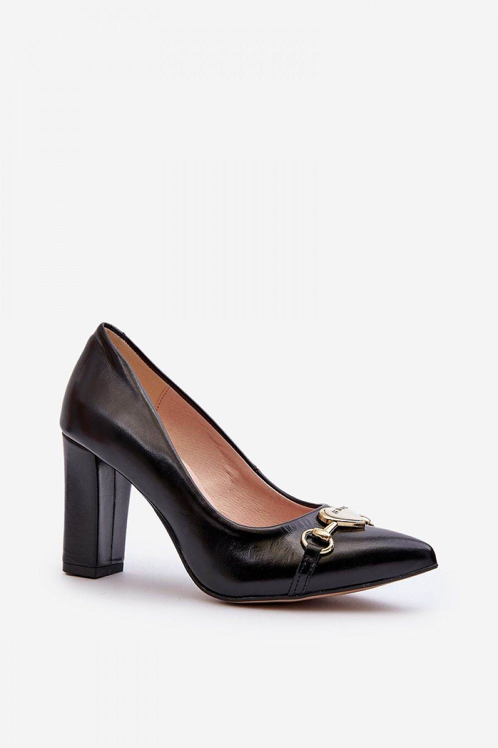 Elegant Suede Block Heel Pumps with Heart Accent - INDIEZ COUTURE