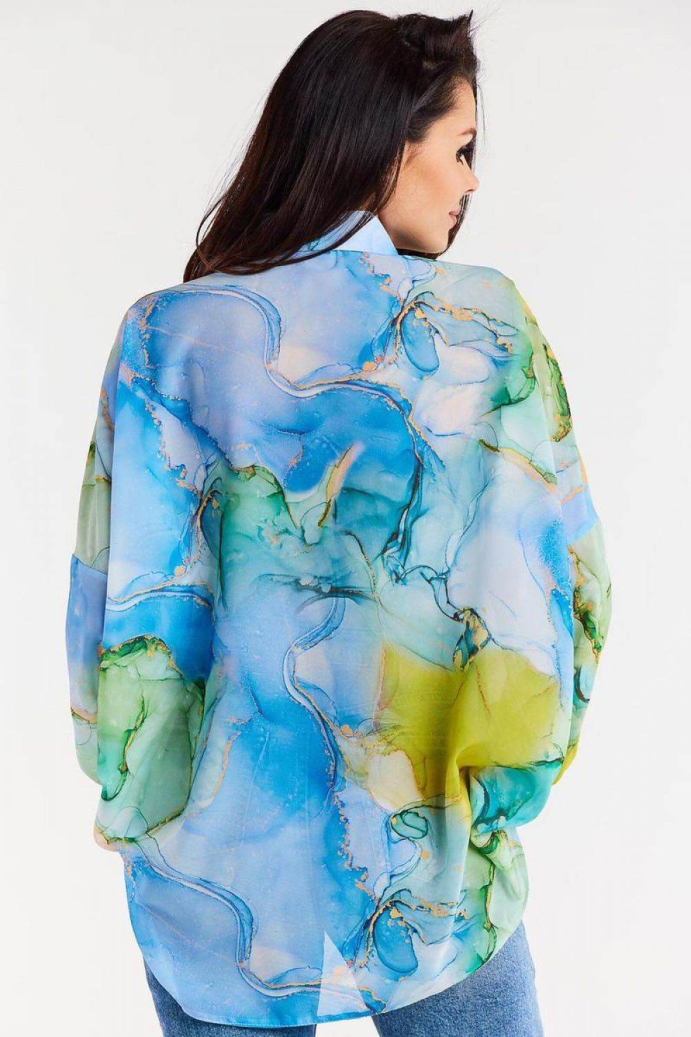 Oversized Chiffon Long Sleeve Shirt with Ruffled Sleeves and Transparent Buttons - INDIEZ COUTURE