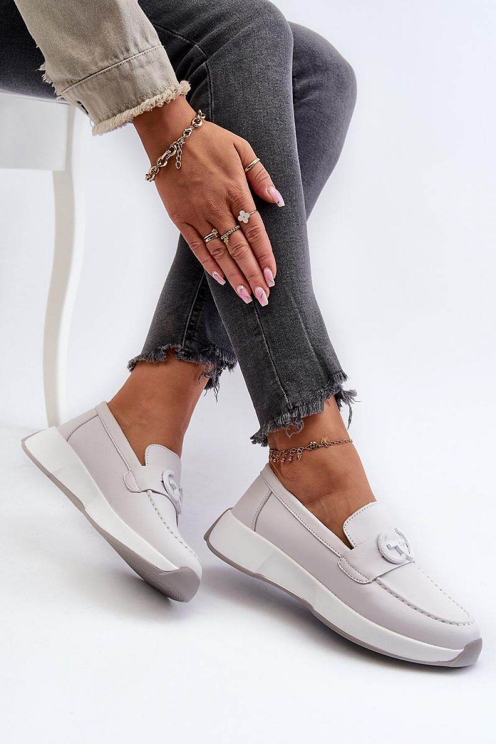 Elegant Women's Leather Moccasin with Decorative Detail - INDIEZ COUTURE
