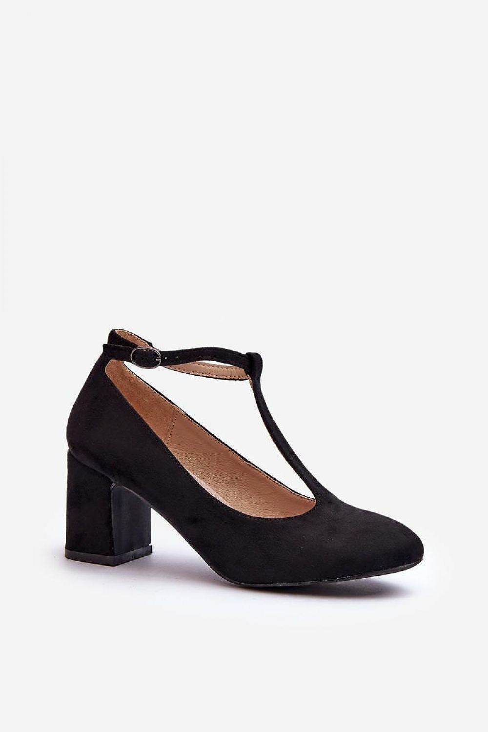 Eco-Suede Block Heel Pumps with Adjustable Strap - INDIEZ COUTURE