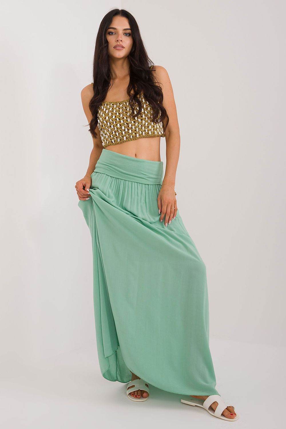 Elegant Casual Maxi Skirt with Decorative Creases - INDIEZ COUTURE