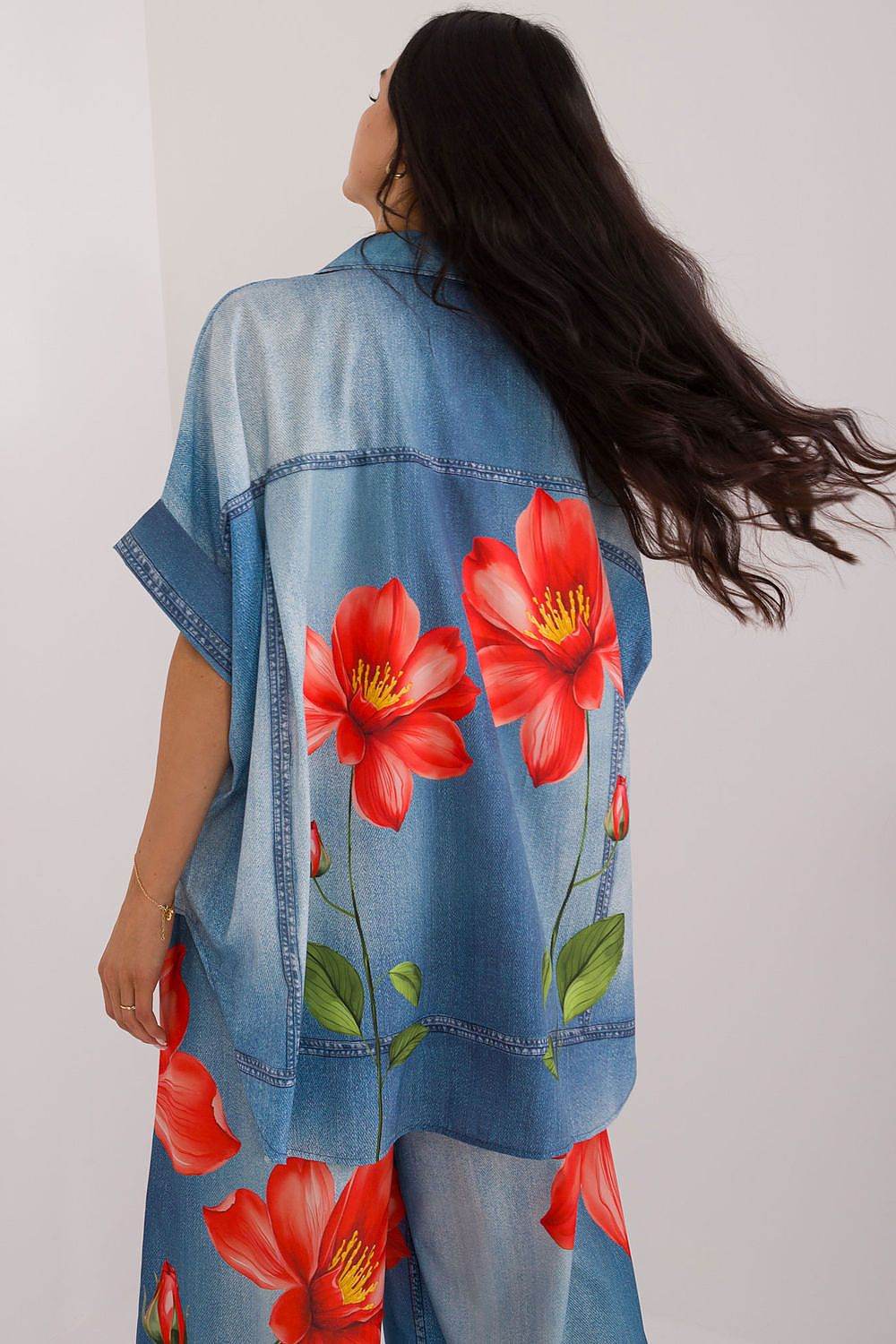 Casual Short Sleeve Shirt with Colorful Print and Asymmetrical Length - INDIEZ COUTURE