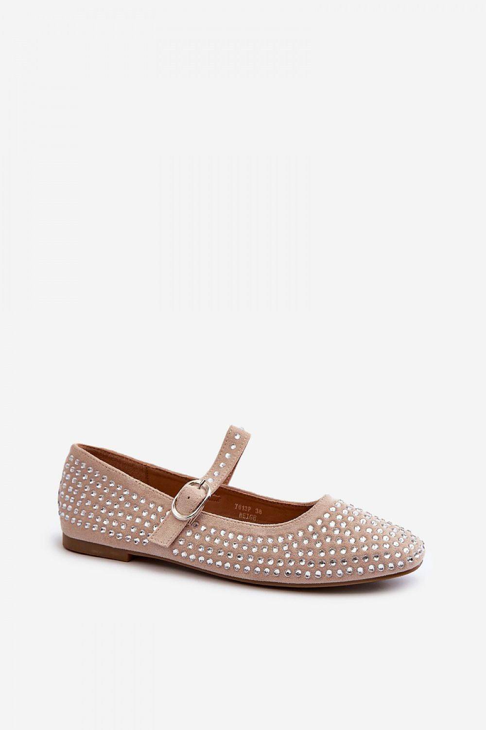 Eco-Suede Ballerina Flats with Rhinestone Detail - INDIEZ COUTURE