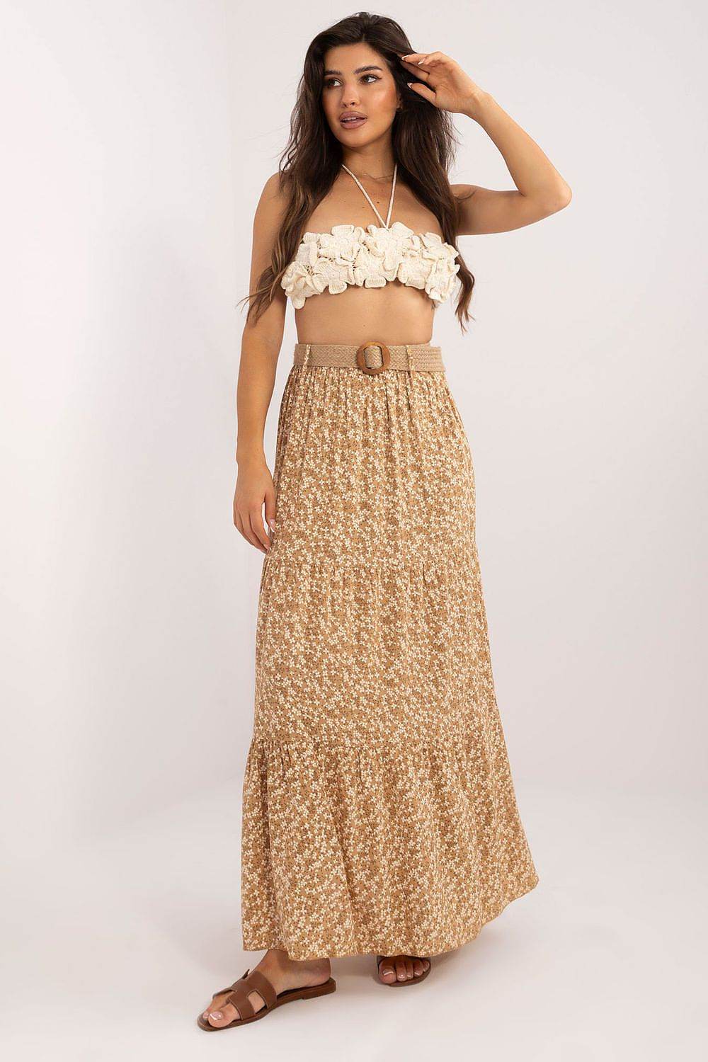 Floral Maxi Skirt with Ruffle Hem - INDIEZ COUTURE