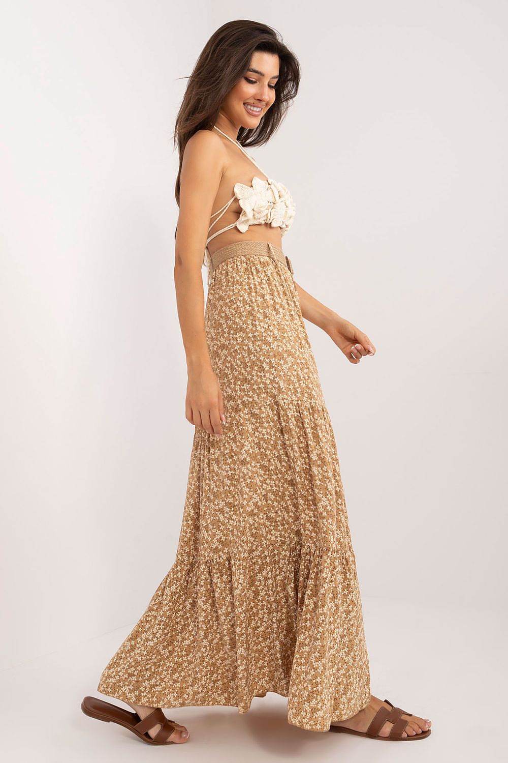 Floral Maxi Skirt with Ruffle Hem - INDIEZ COUTURE