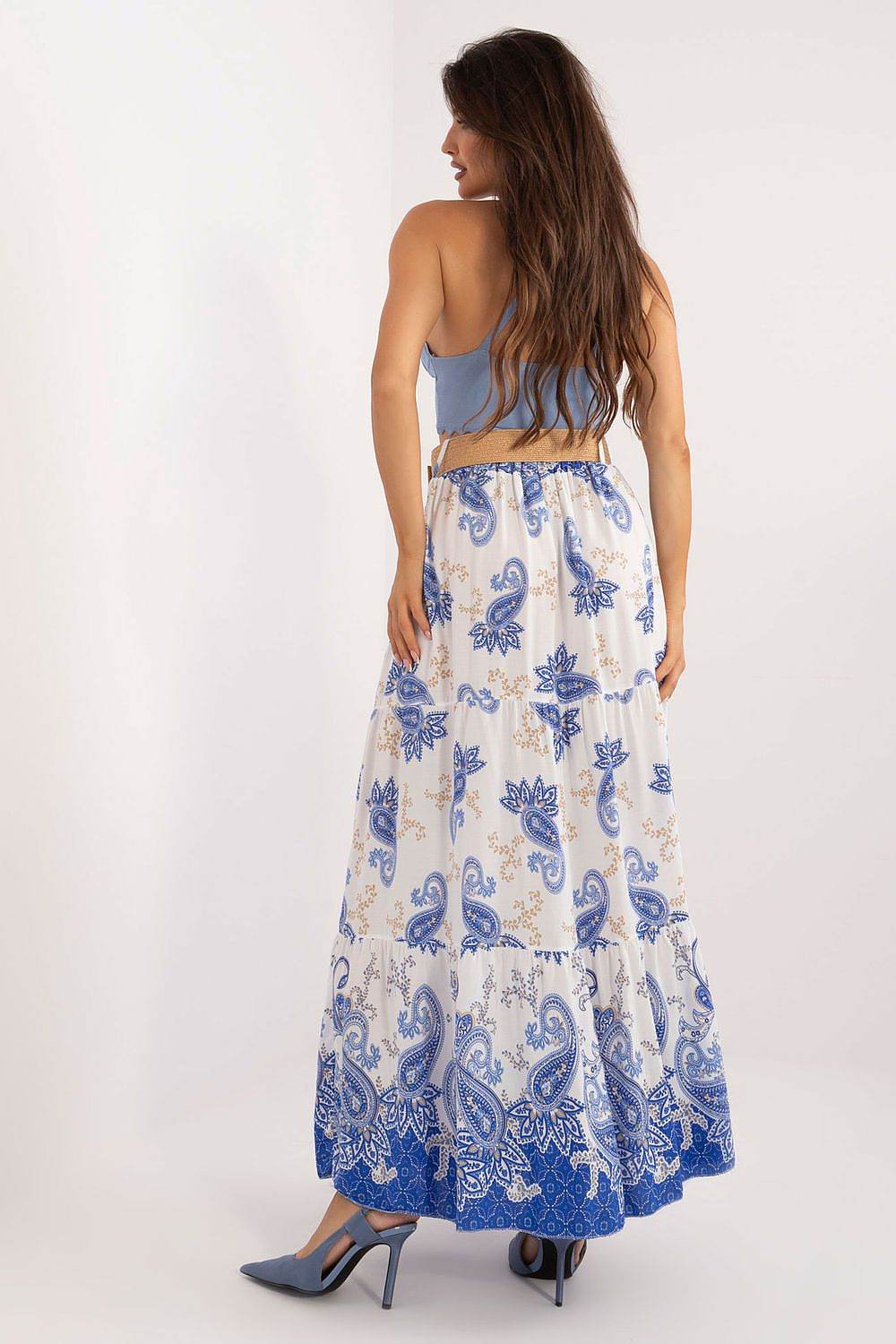 Colorful Printed Casual Maxi Skirt with Buckled Belt - INDIEZ COUTURE