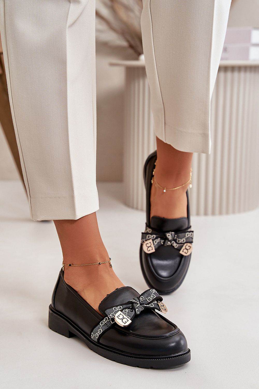 Eco Leather Women's Loafers with Charming Bow - INDIEZ COUTURE