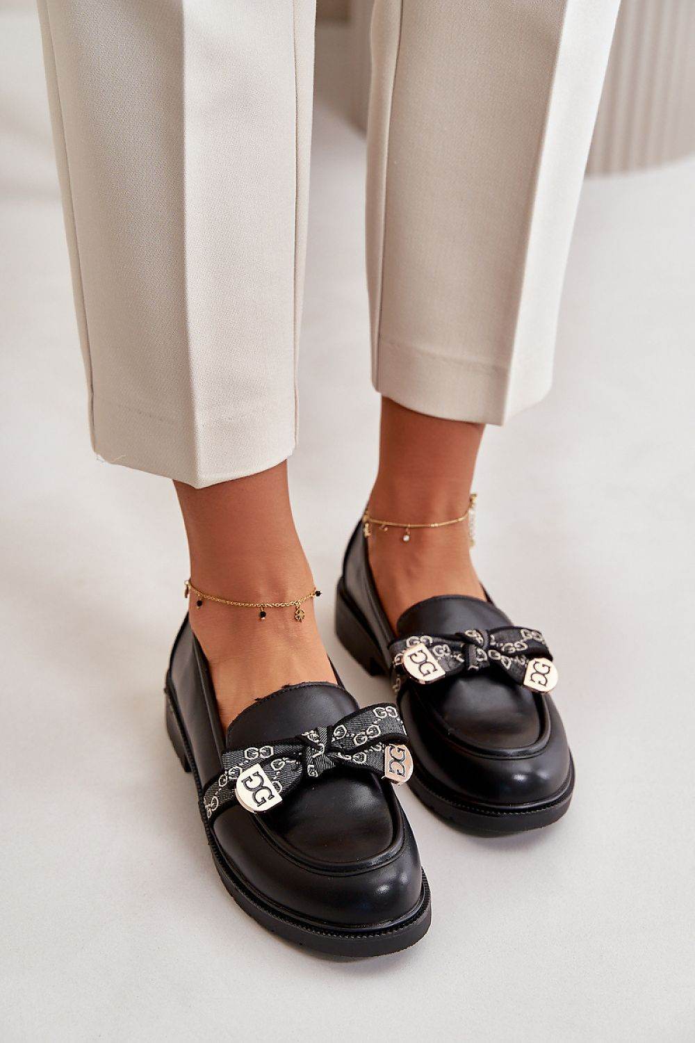 Eco Leather Women's Loafers with Charming Bow - INDIEZ COUTURE