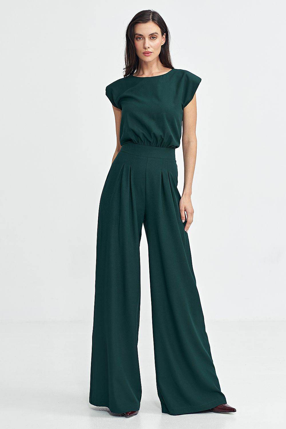 Elegant Boat Neck Jumpsuit with Palazzo Pants - INDIEZ COUTURE