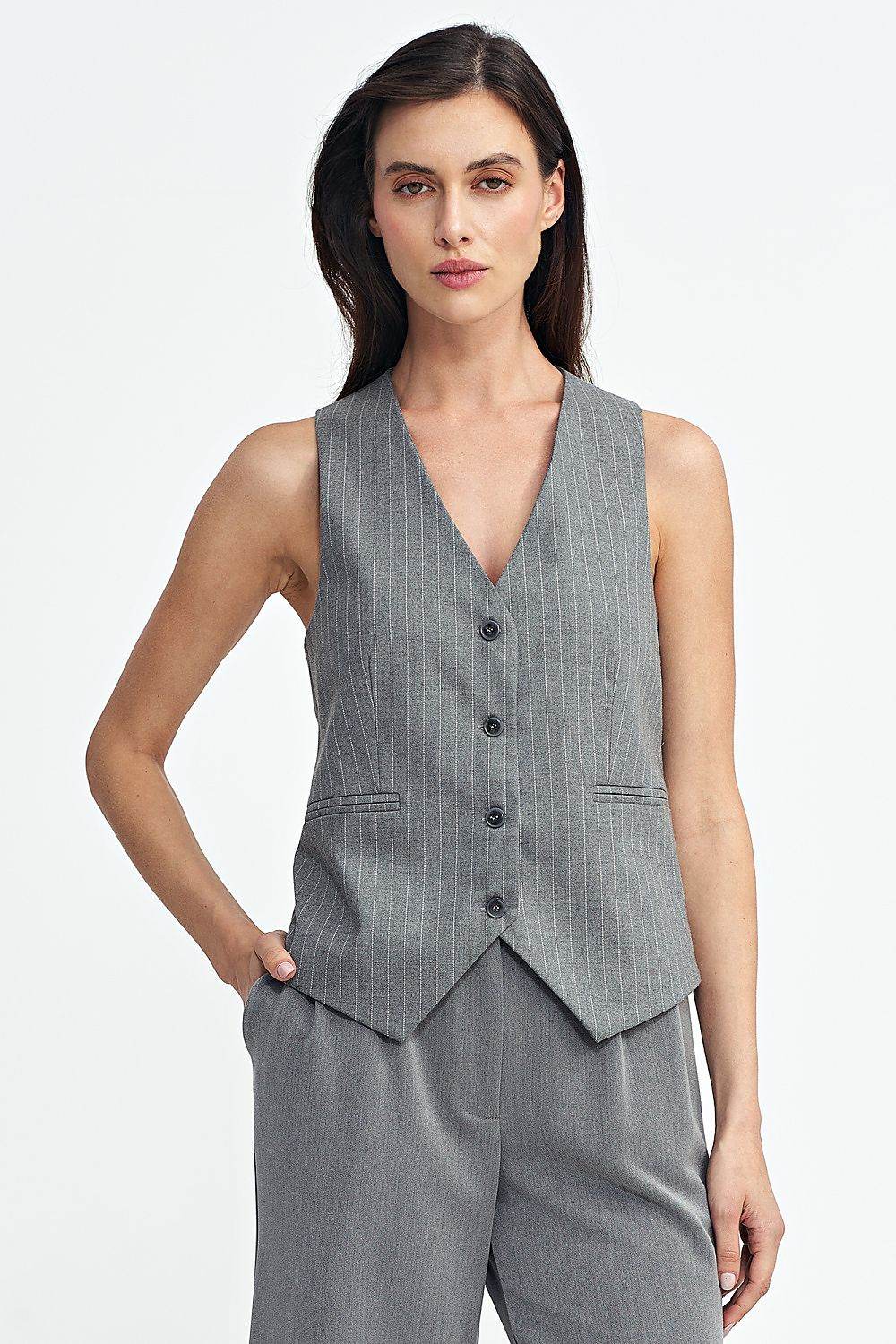 Elegant Striped Tennis Style Gilet Vest - INDIEZ COUTURE