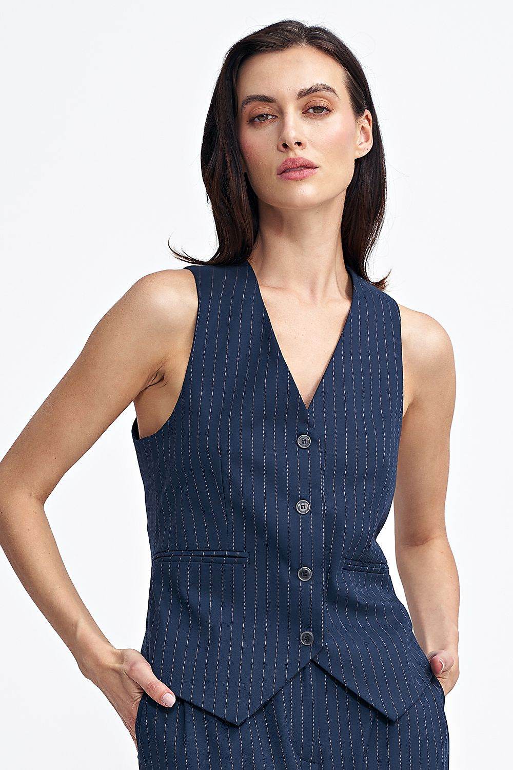 Elegant Striped Tennis Style Gilet Vest - INDIEZ COUTURE