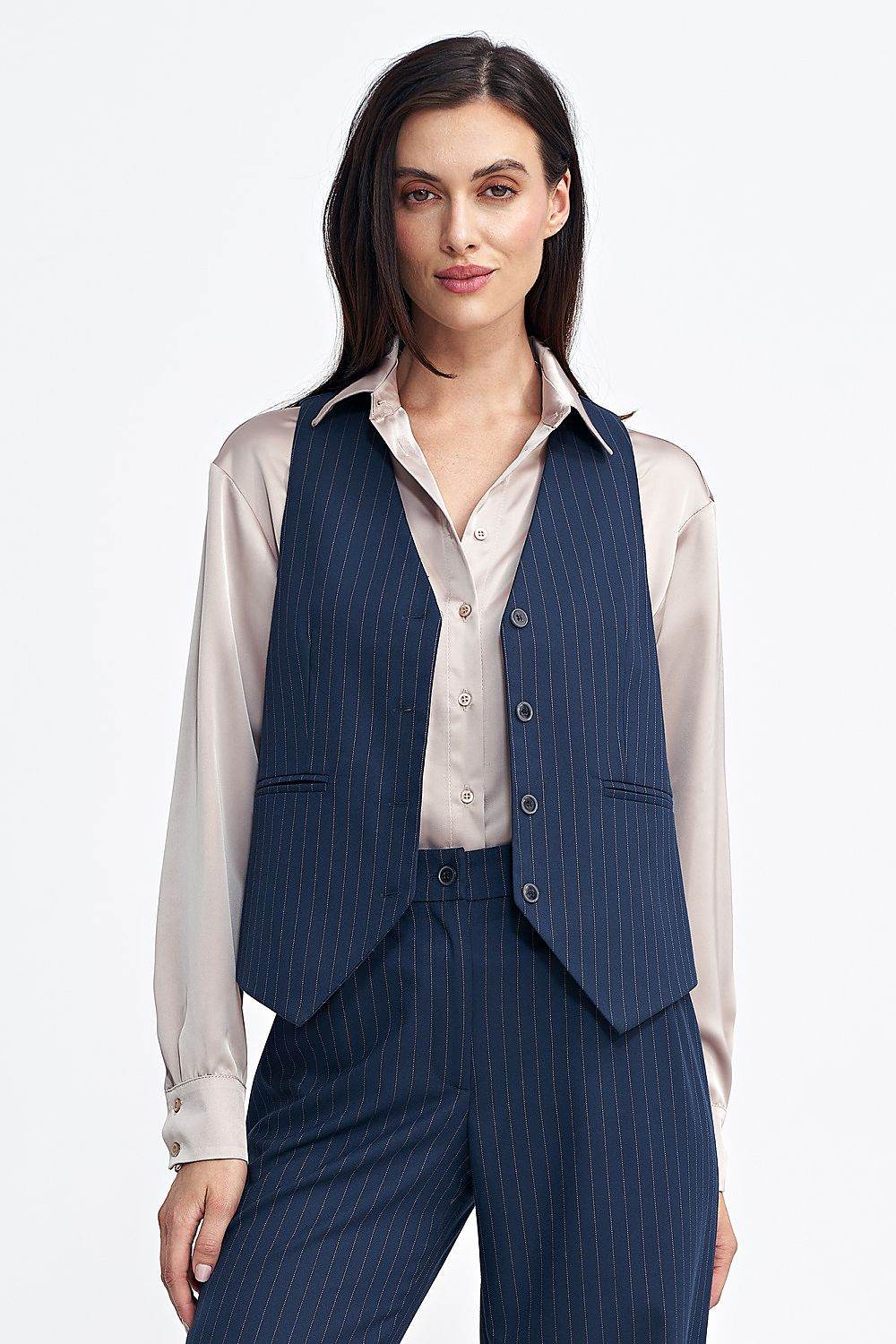 Elegant Striped Tennis Style Gilet Vest - INDIEZ COUTURE