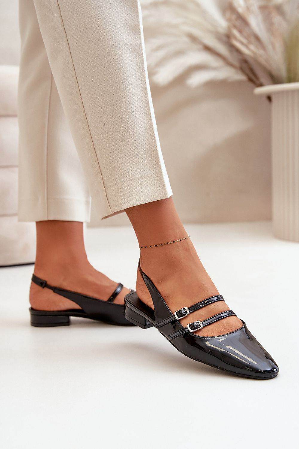 Eco-Leather Ballet Flats with Adjustable Straps - INDIEZ COUTURE