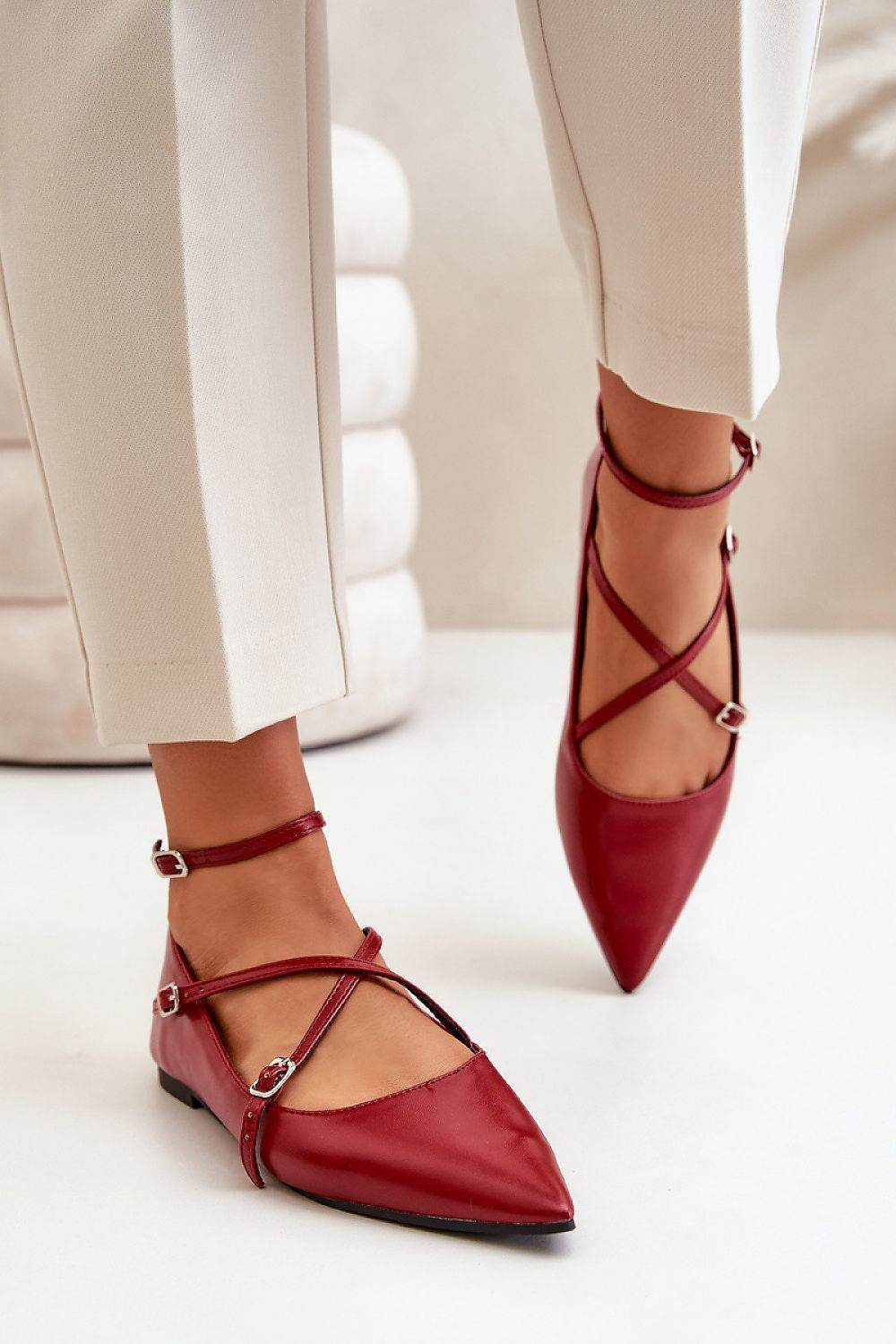 Eco Leather Ballet Flats with Adjustable Strap - INDIEZ COUTURE