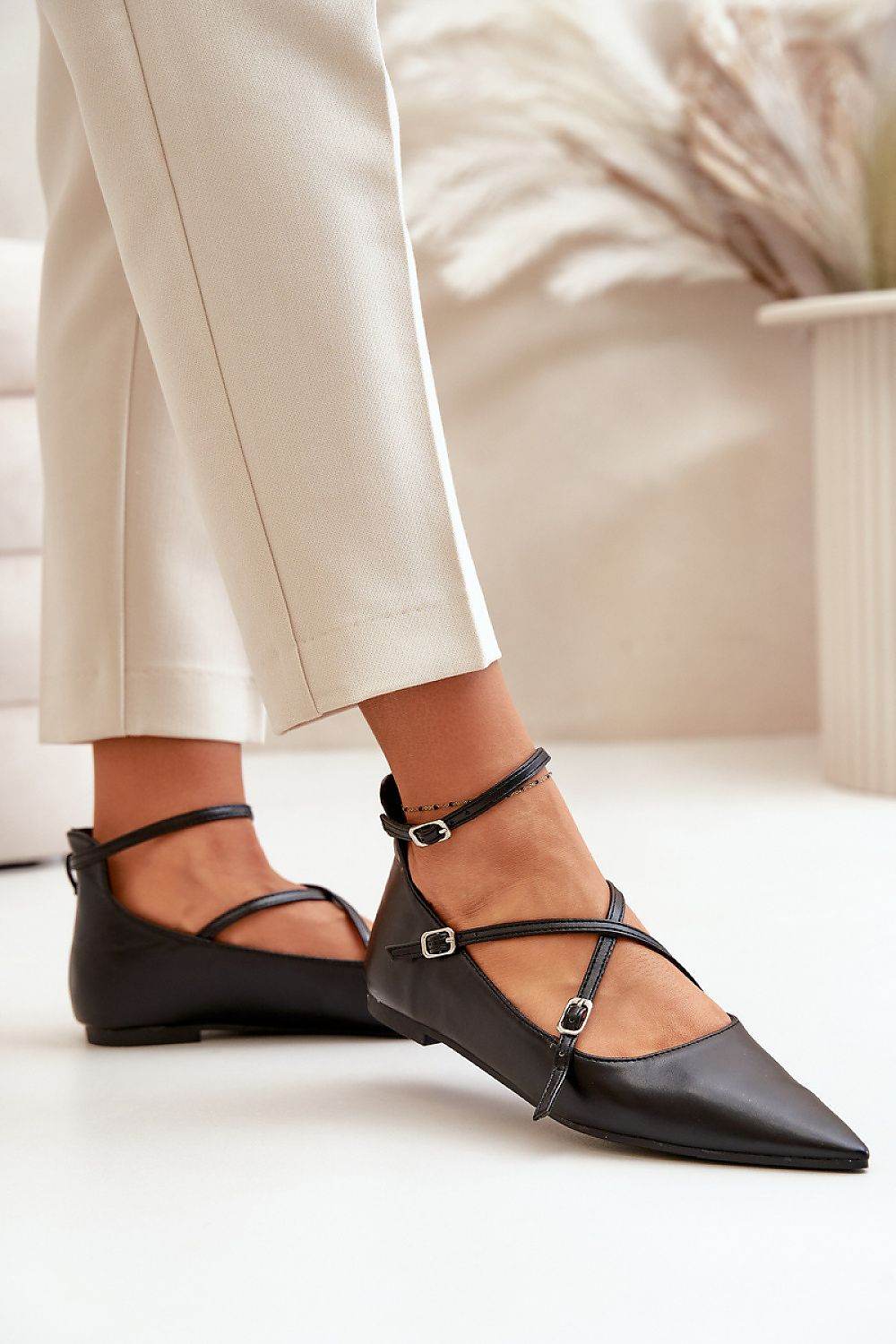 Eco Leather Ballet Flats with Adjustable Strap - INDIEZ COUTURE