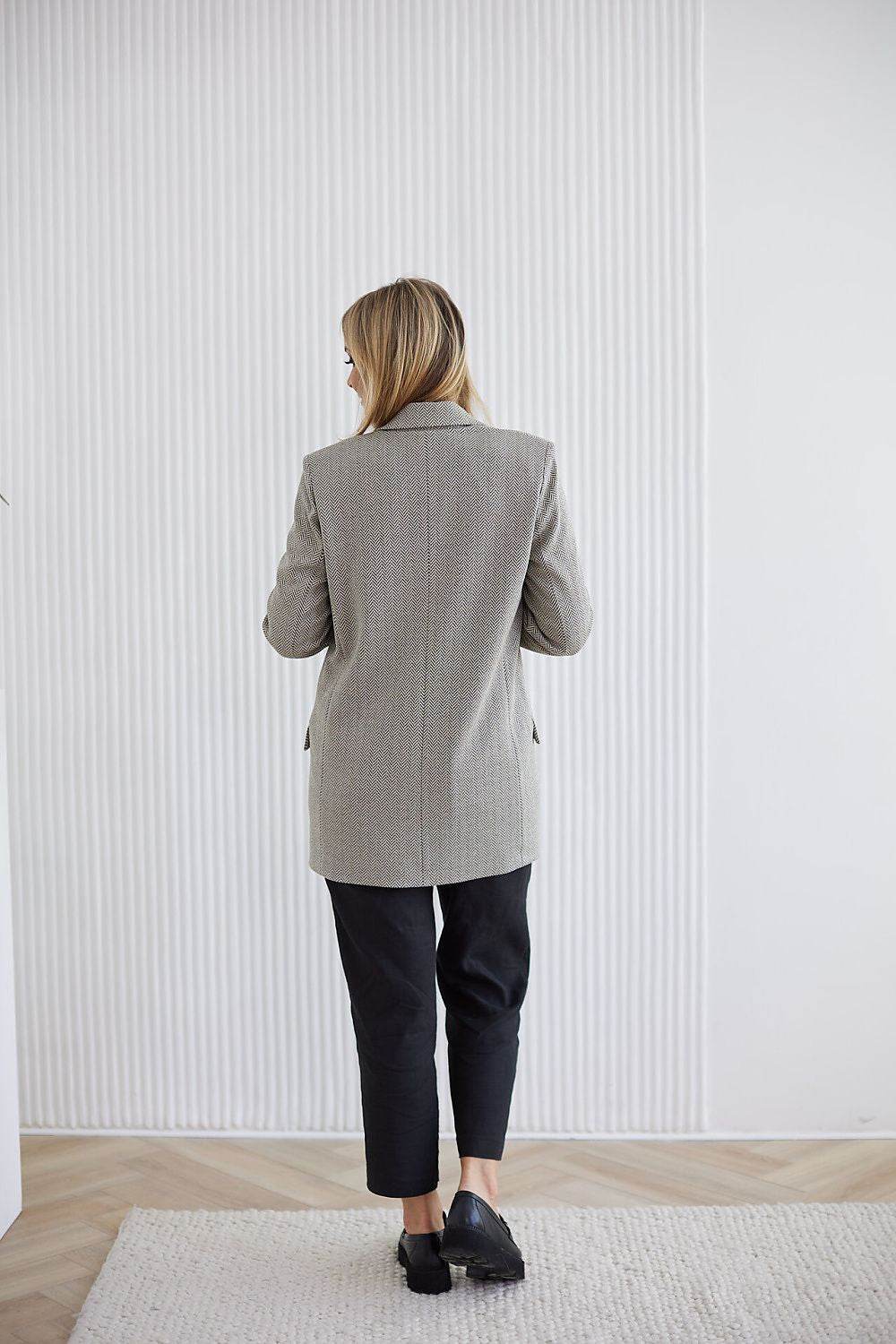 Feminine Jacquard Knit Jacket with Silver Lurex - INDIEZ COUTURE