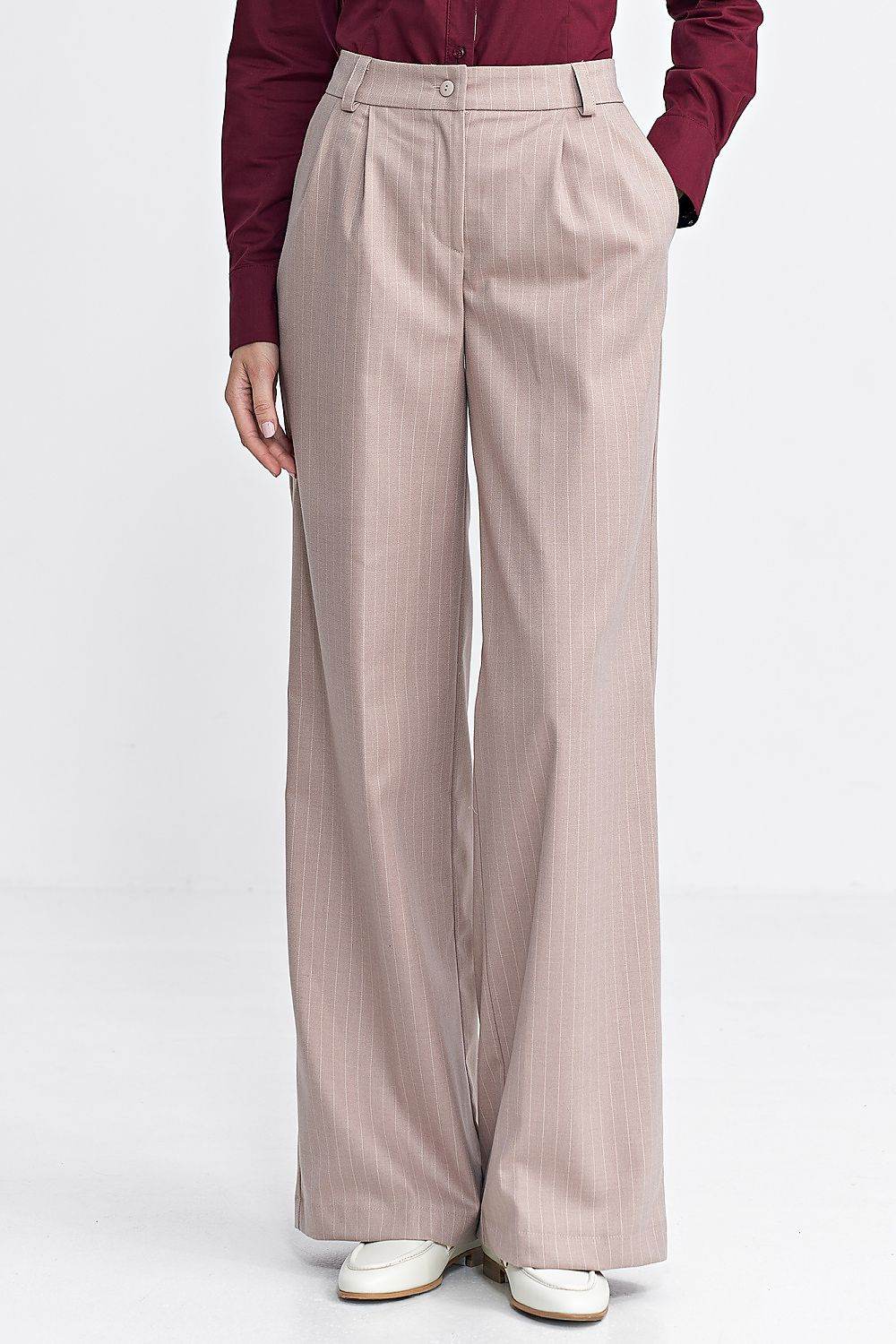 Women's Relaxed Fit Trousers with Elegant Pleats and Wide Leg Style - INDIEZ COUTURE