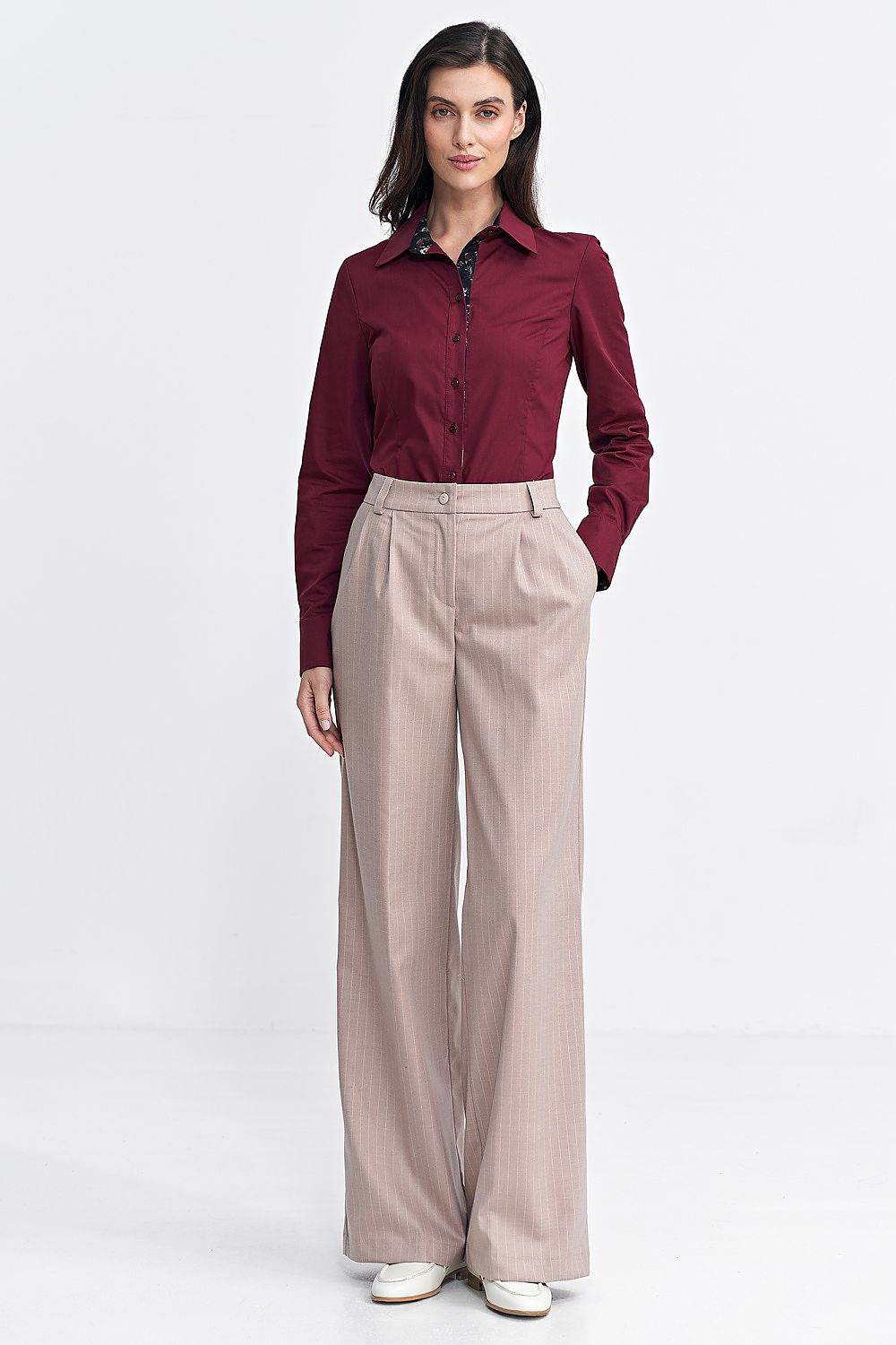 Women's Relaxed Fit Trousers with Elegant Pleats and Wide Leg Style - INDIEZ COUTURE