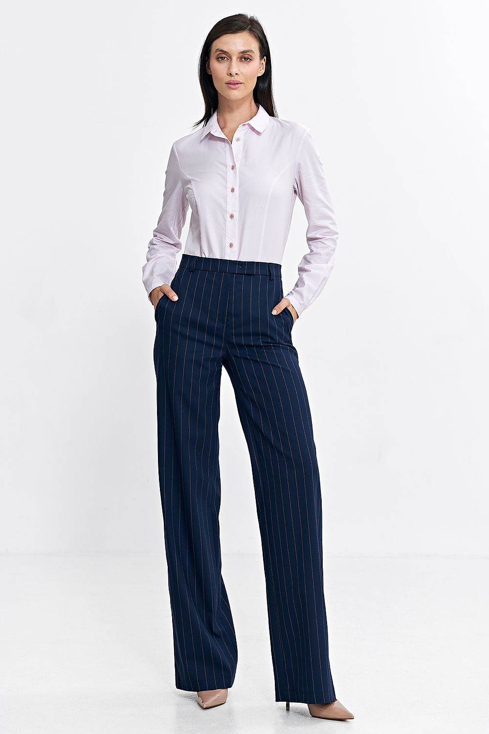Women's High Waist Bootcut Trousers with Tennis-Style Stripes - INDIEZ COUTURE