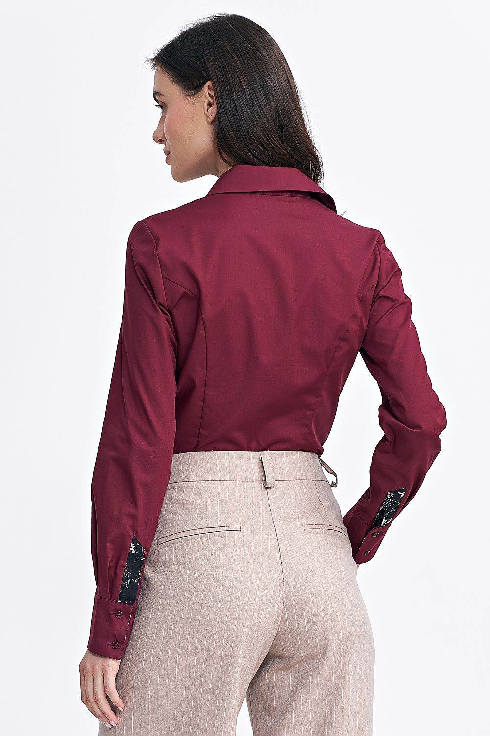 Women's Slim-Fit Long Sleeve Shirt with Classic Collar and Cuffs - INDIEZ COUTURE
