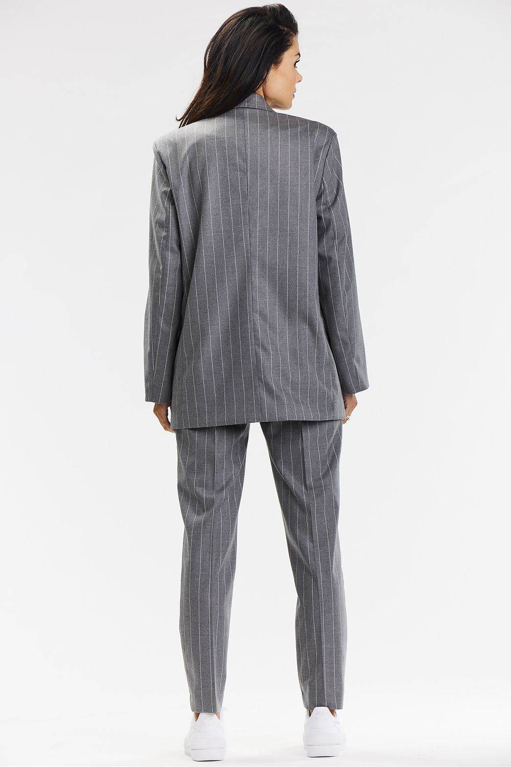 Elegant Striped Blazer with Loose Fit - INDIEZ COUTURE