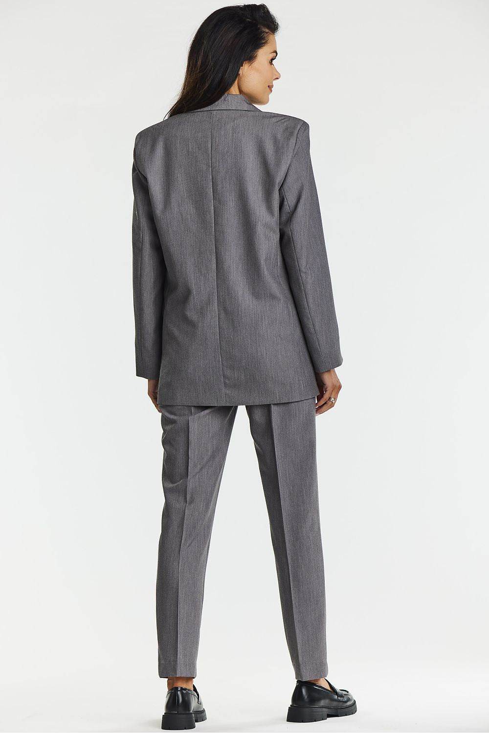Elegant Gray Loose Fit Jacket for Women - INDIEZ COUTURE