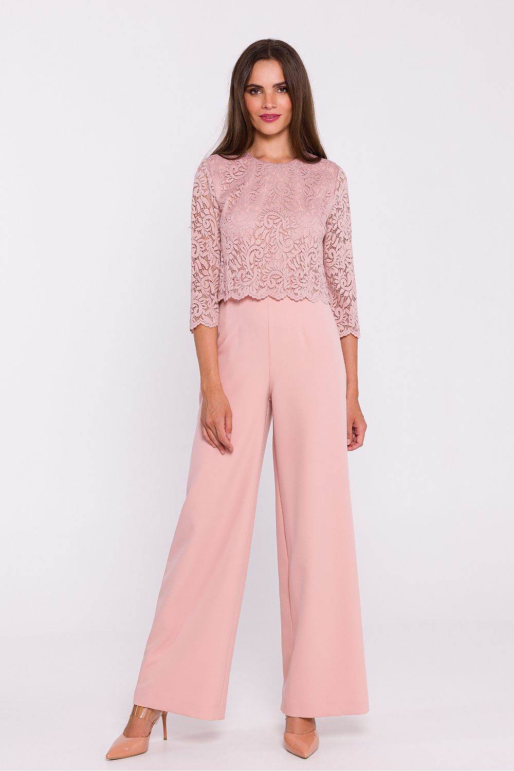 Elegant Lace Jumpsuit with Wide Leg Design - INDIEZ COUTURE