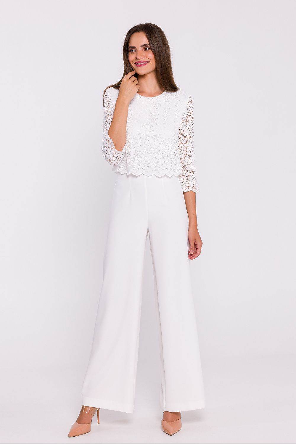 Elegant Lace Jumpsuit with Wide Leg Design - INDIEZ COUTURE