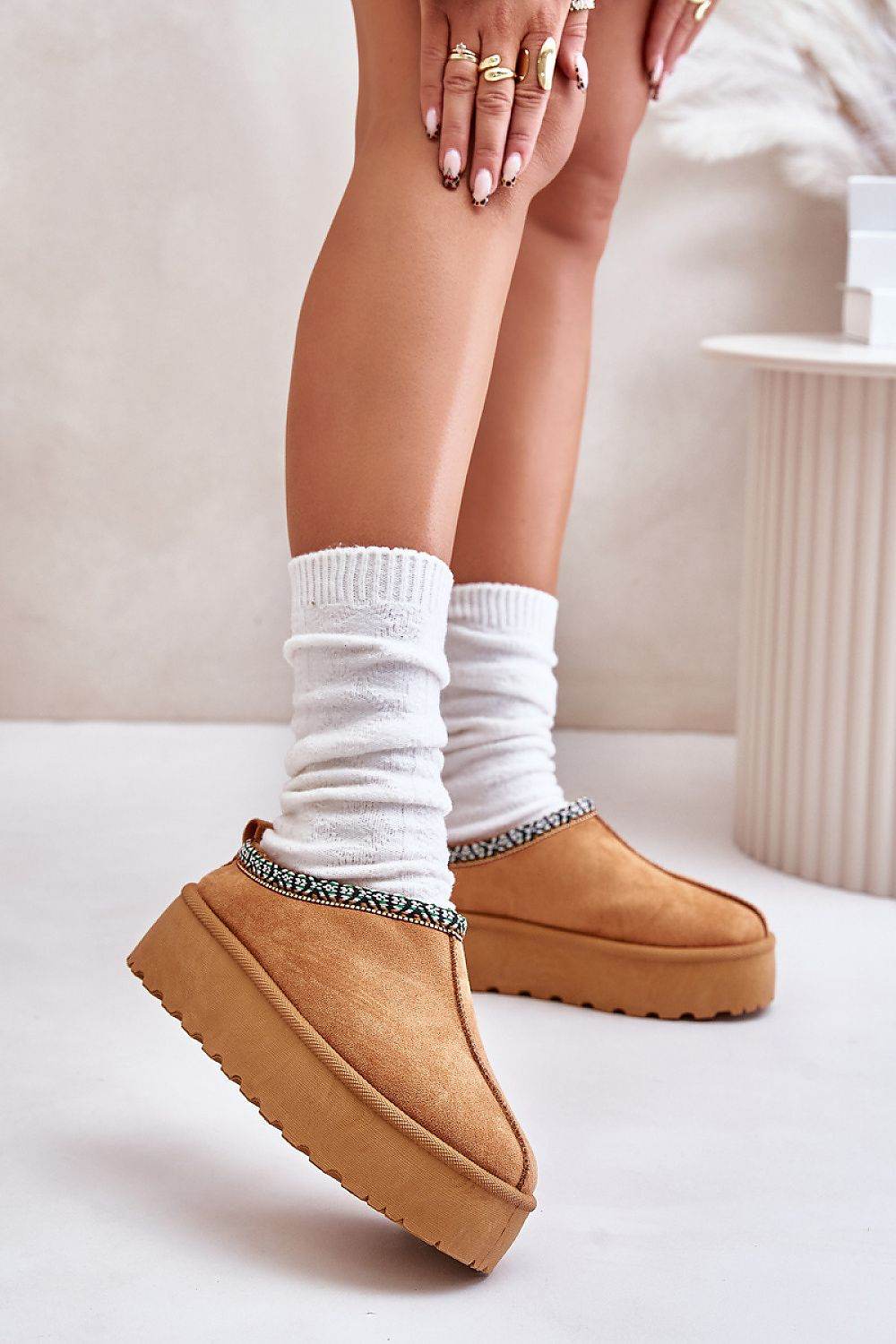 Fashionable Women's Platform Slippers with Embroidery - INDIEZ COUTURE