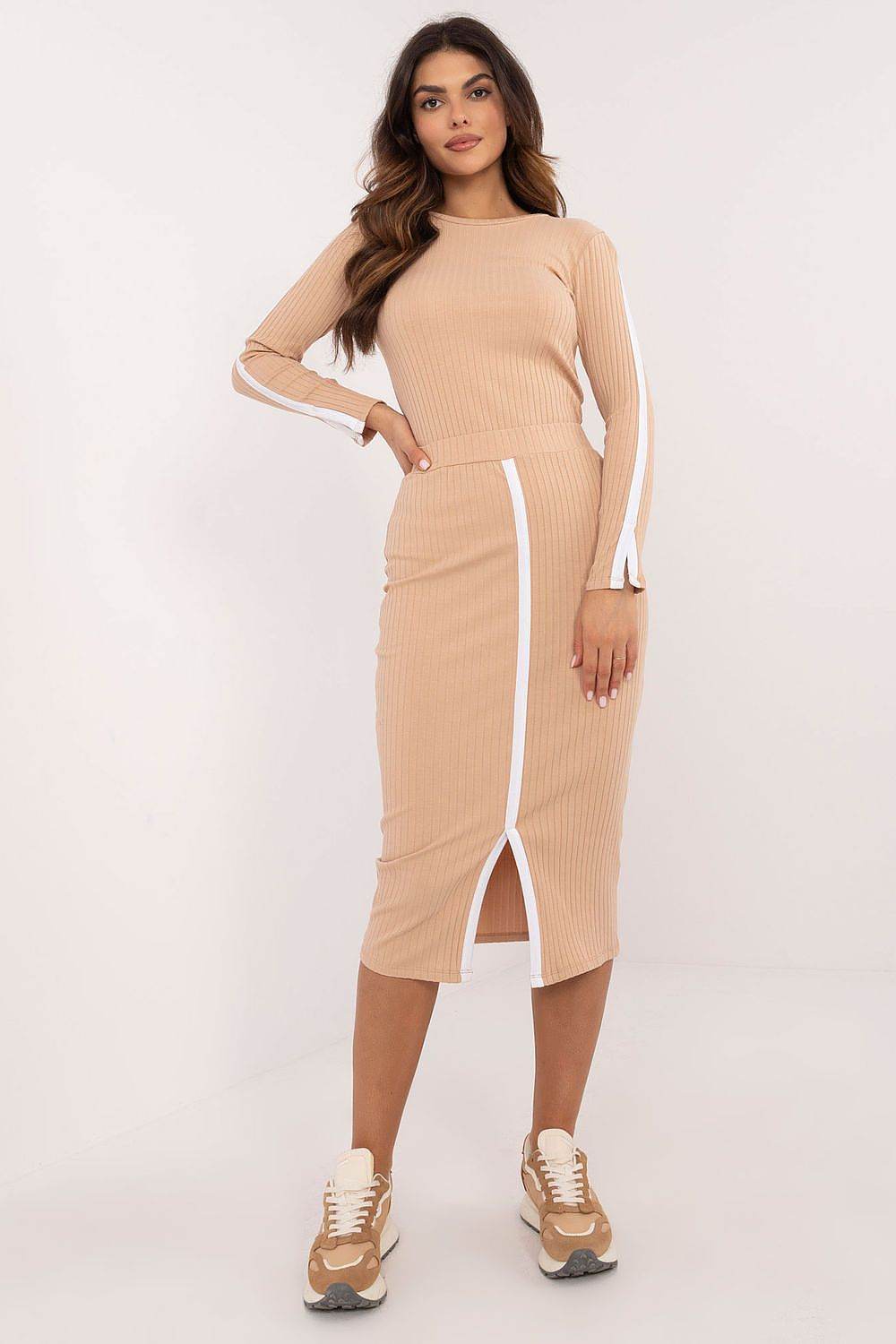 Women's Striped Fabric Blouse and Skirt Set - INDIEZ COUTURE