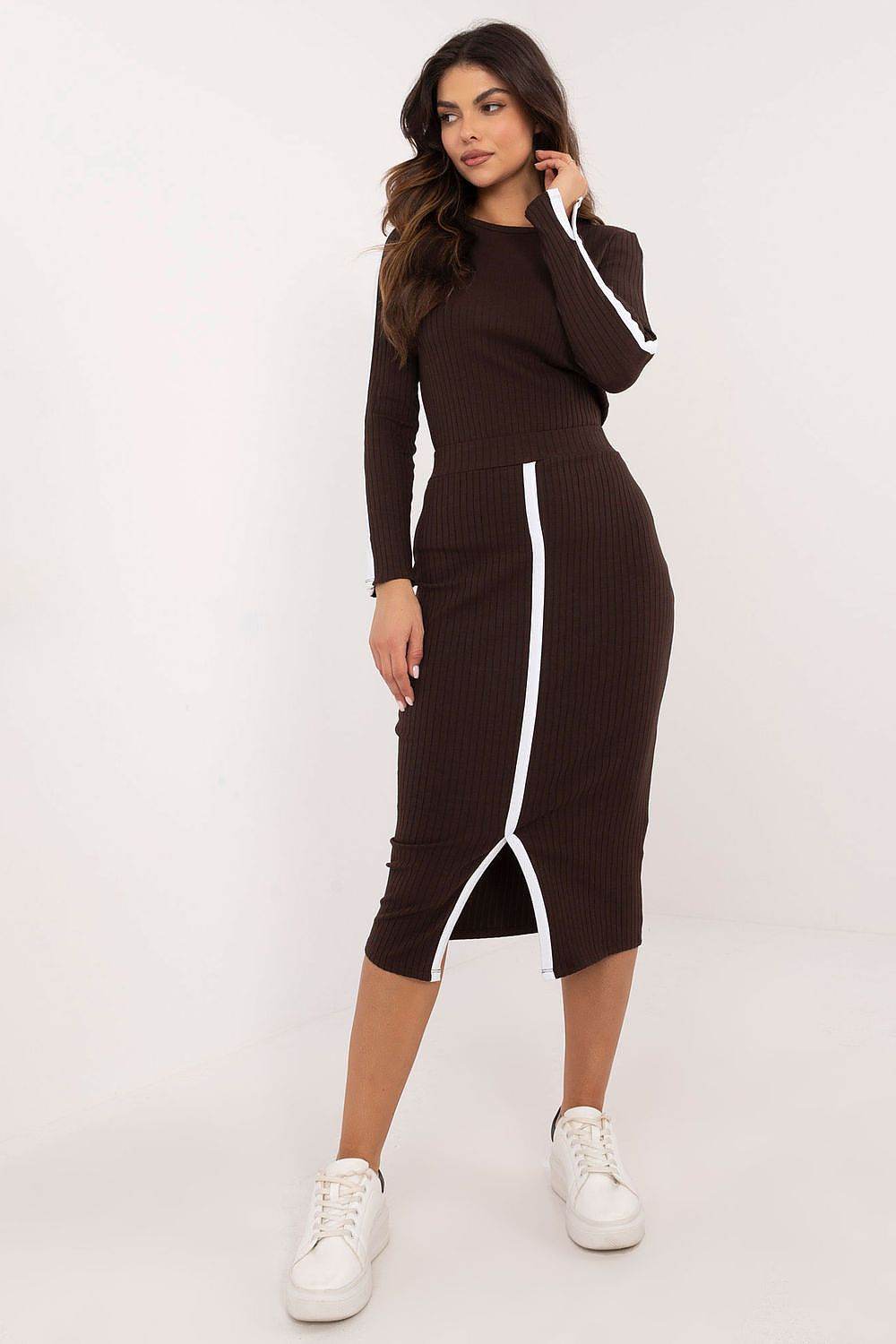 Women's Striped Fabric Blouse and Skirt Set - INDIEZ COUTURE