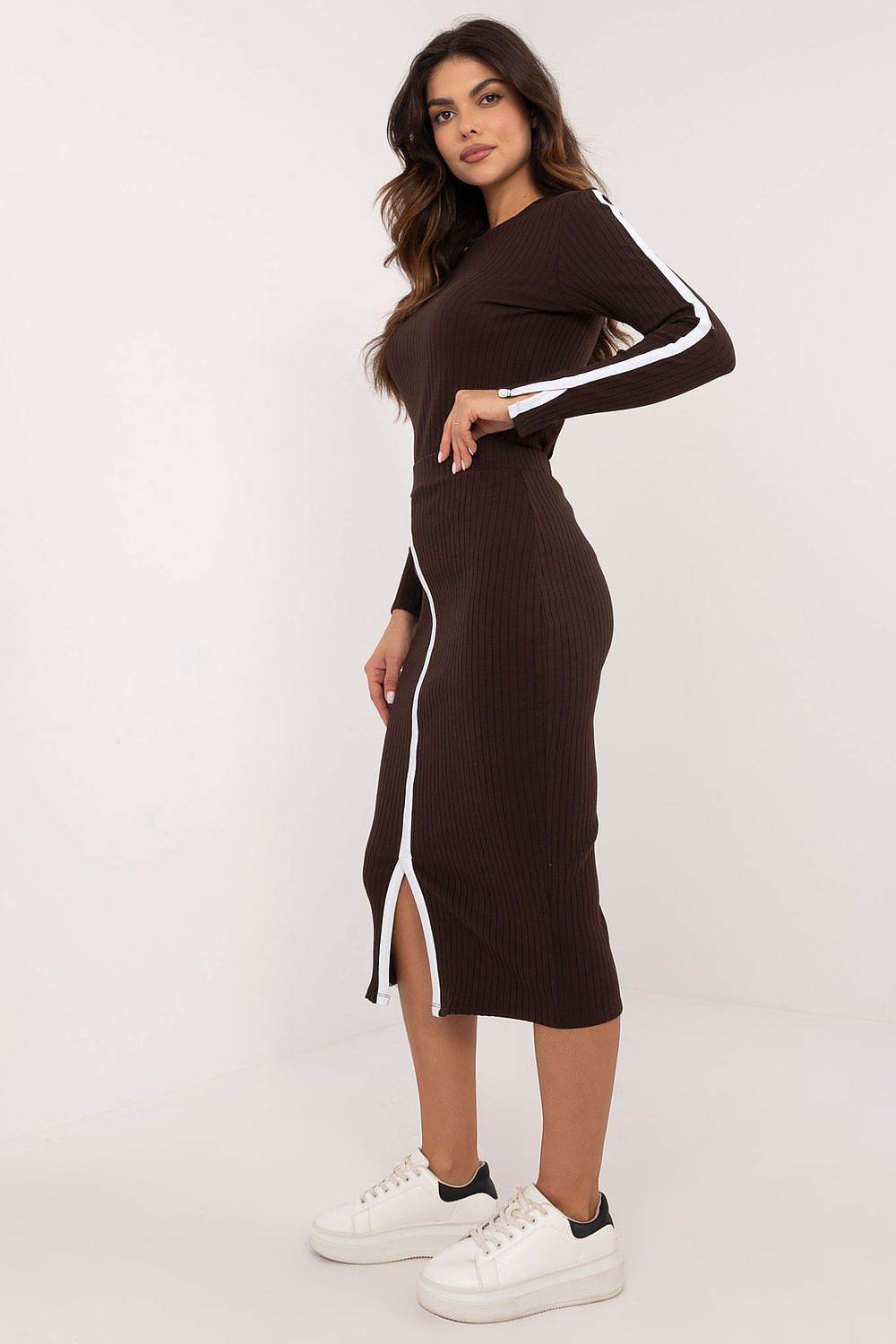 Women's Striped Fabric Blouse and Skirt Set - INDIEZ COUTURE