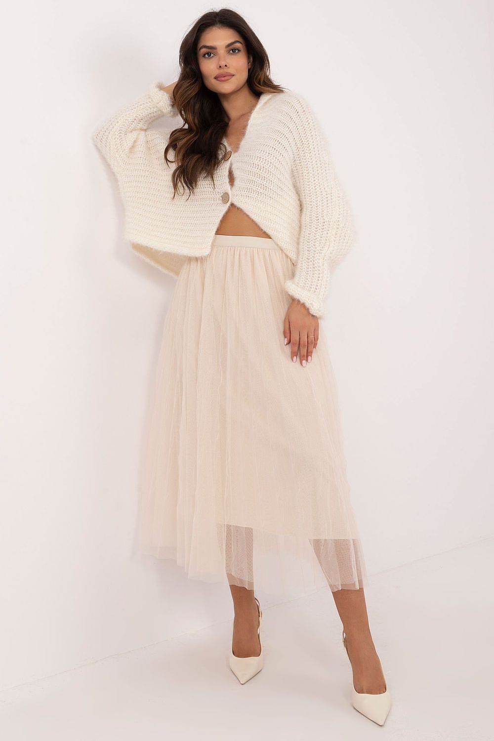 Lightweight Midi Tulle Skirt with Elastic Waistband - INDIEZ COUTURE