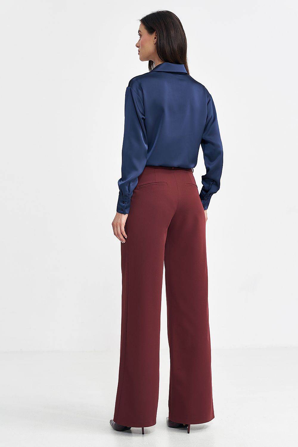 Women's Relaxed Fit Trousers with Decorative Pleats and Wide Leg Style - INDIEZ COUTURE