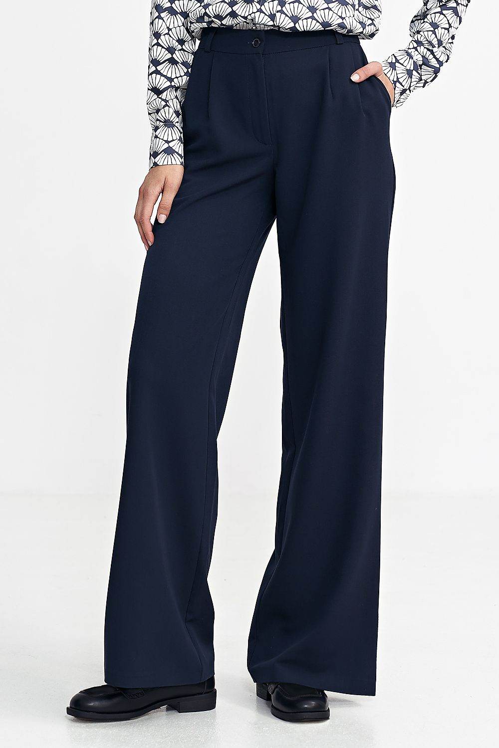 Women's Relaxed Fit Trousers with Decorative Pleats and Wide Leg Style - INDIEZ COUTURE